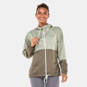 NWT Columbia Women's Flash Forward Windbreaker Jacket Medium Green Hooded Pocket